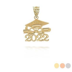 10K Solid Gold Class Of 2022 Graduation Diploma and Cap Pendant